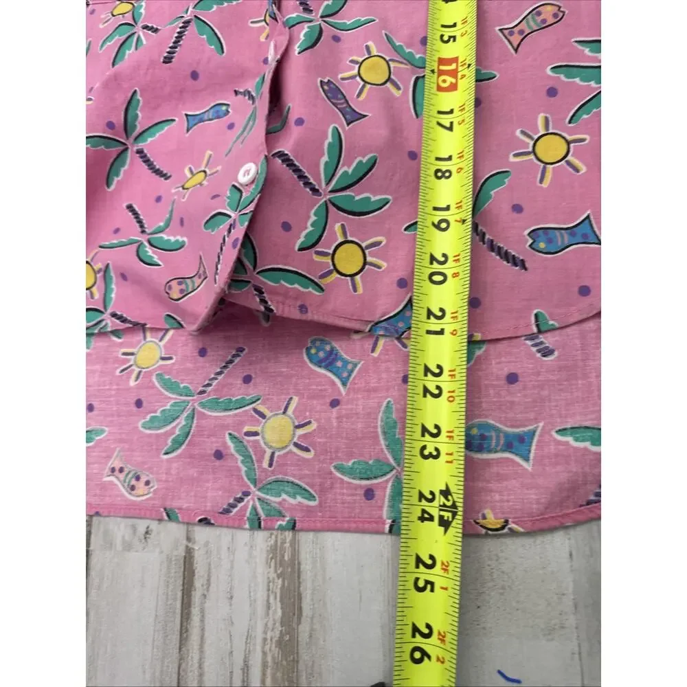 Rare 80’s Vintage Oshkosh B Gosh Pink Tropical Overalls Set Sz 12/14 Tapered Leg